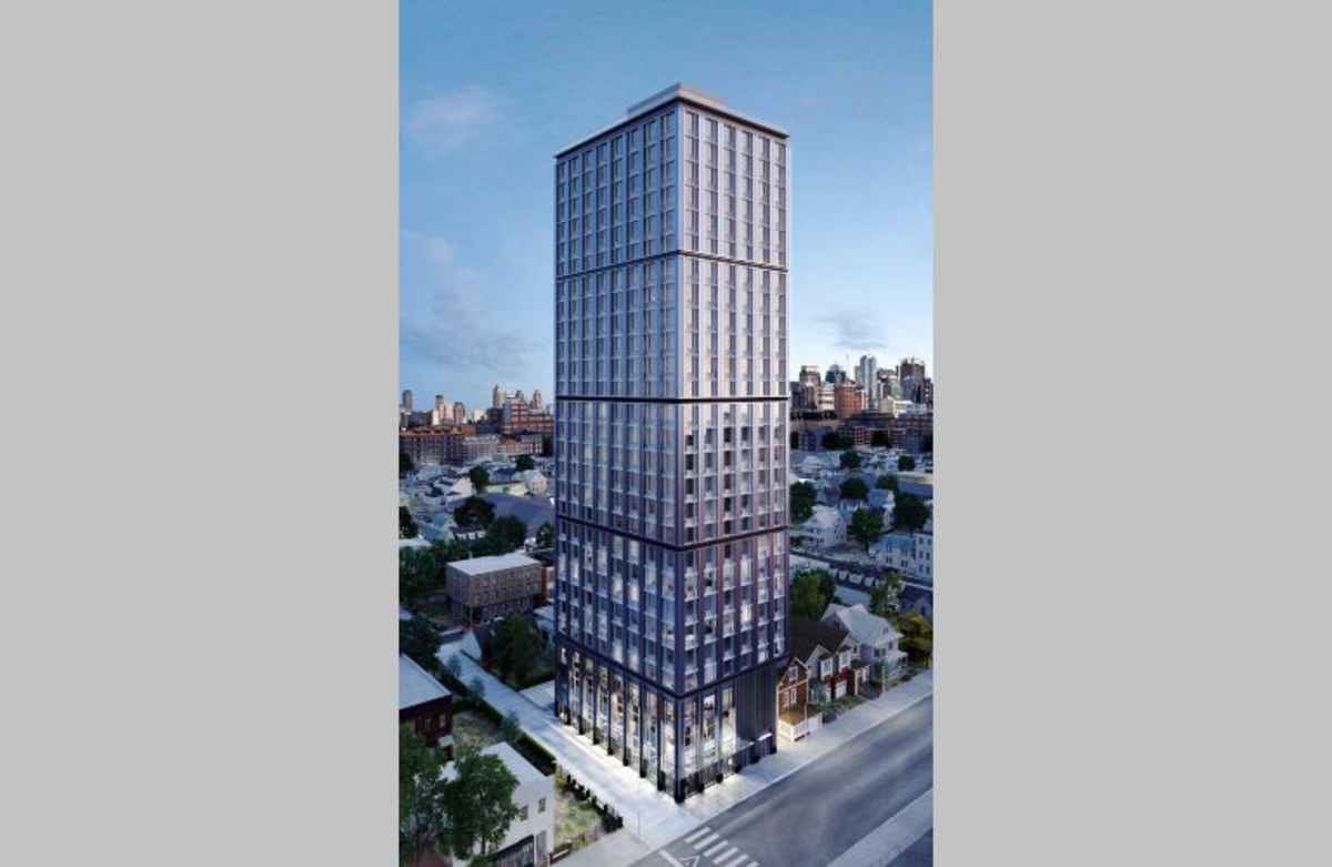 A massive 496-unit apartment tower is under construction on the